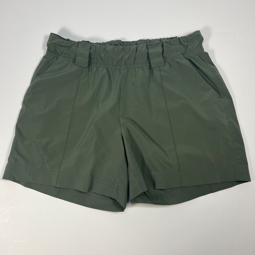 Athleta Athletic Shorts Women Small Olive Green Paperbag Waist Belt Loops Sporty